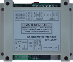 carte d'acquisition signal analogique pour anémomètre girouette et sortie alarmes / MODBUS SLAVE / RS-232 / RS-485 / IP pour raccordement à un automate PLC, RTU ou SCADA