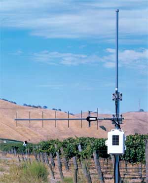 Répéteur longue portée pour station météo Vantage Pro2 et Vantage Vue Davis Instruments. Ici montré en situation avec une antenne de réception de type omnidirectionnelle et une antenne directionnelle (pack 7654YO).